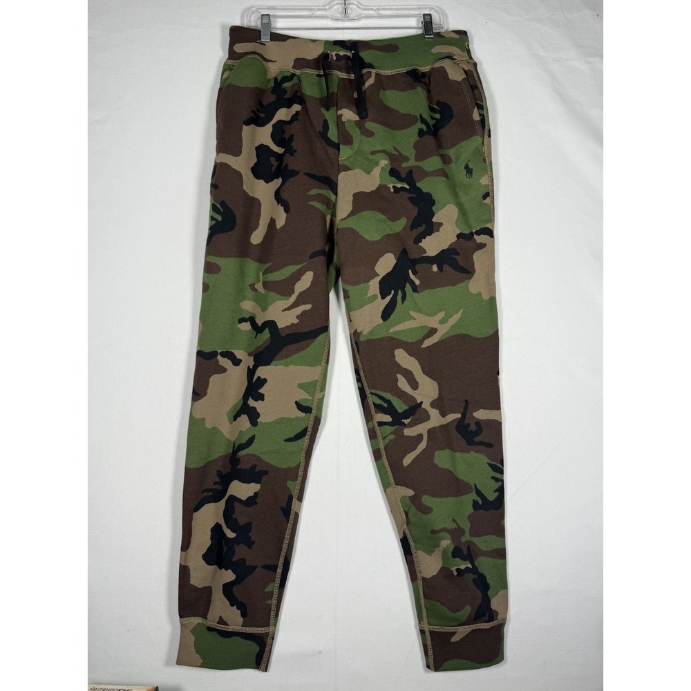 NWT Polo Ralph Lauren Men Large Green Camo Surplus Double-Knit Jogger Pants $148